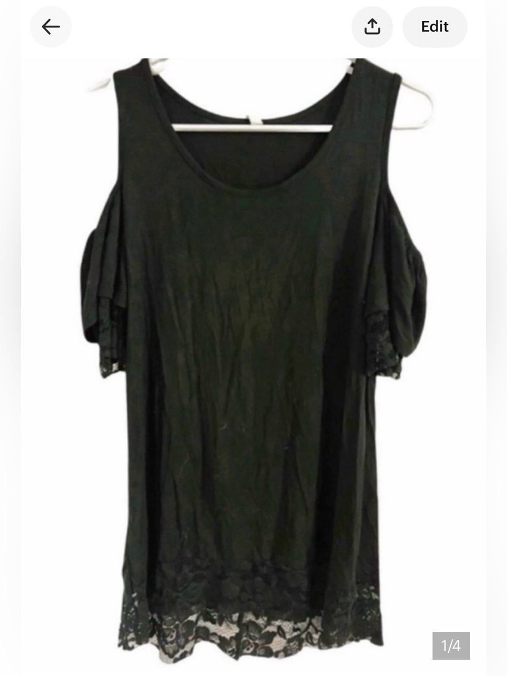 Pinkblush Maternity Black Cold Shoulder Lace Top Size M
